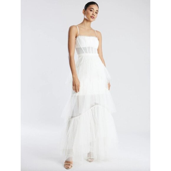 BCBGMAXAZRIA Oly Corset Tulle Gown Gardenia Womens Size 2 - Picture 9 of 9
